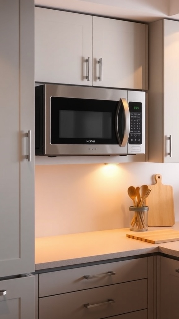 Microwave Wall Unit Installation Guide A stylish microwave wall unit installed in a modern kitchen, showcasing its space-saving design.